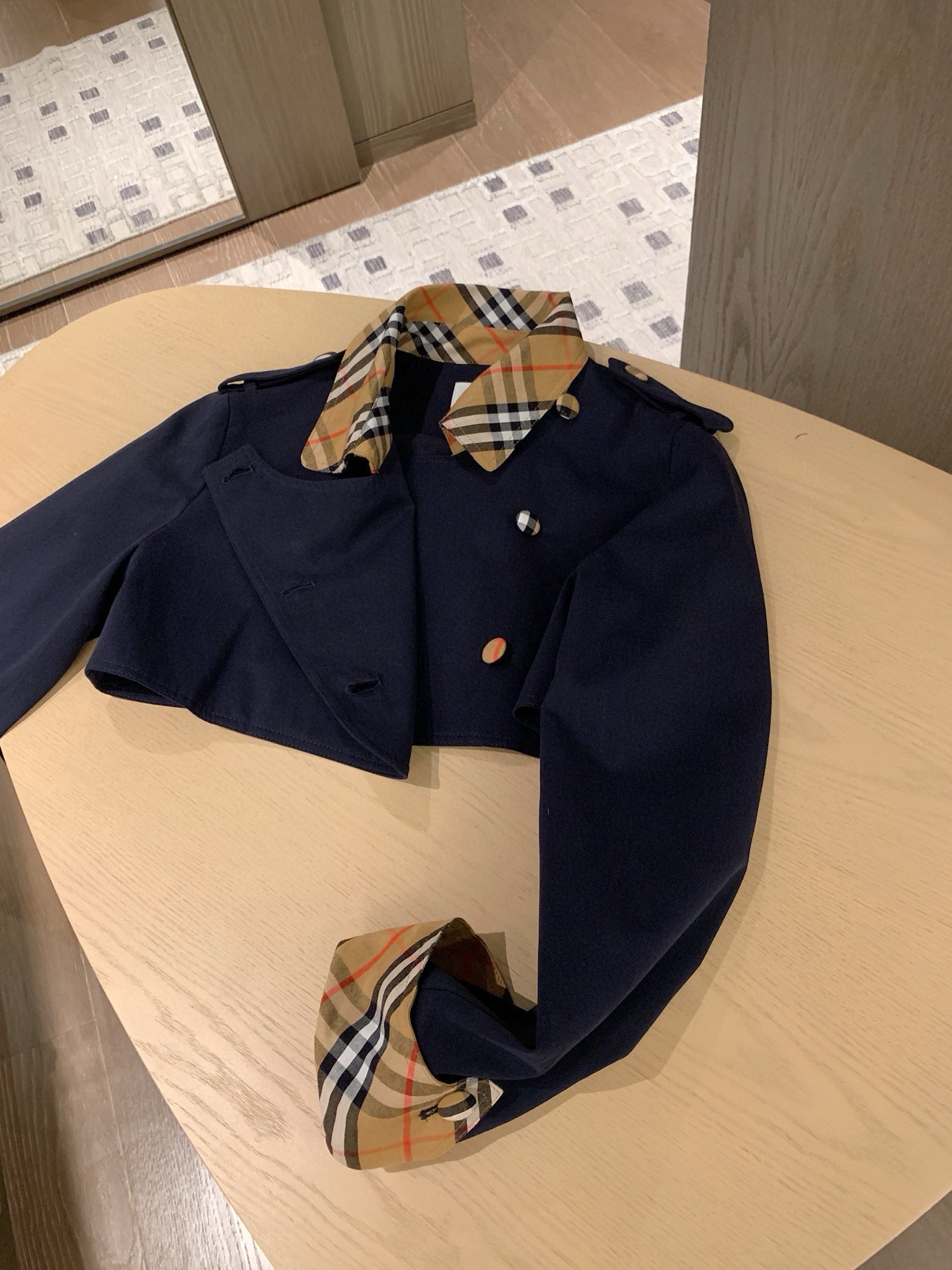 British Tartan Cropped Coat & Vest Dress Set