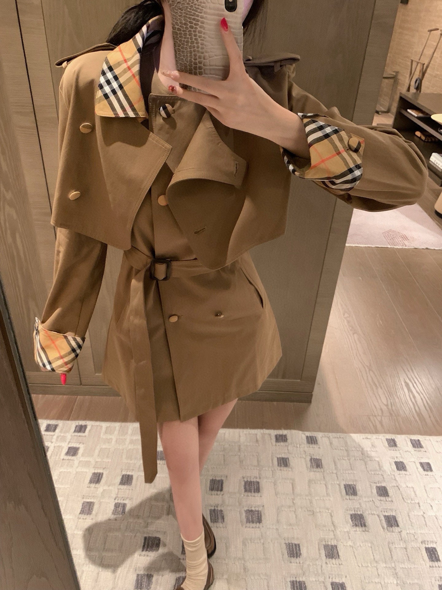 British Tartan Cropped Coat & Vest Dress Set