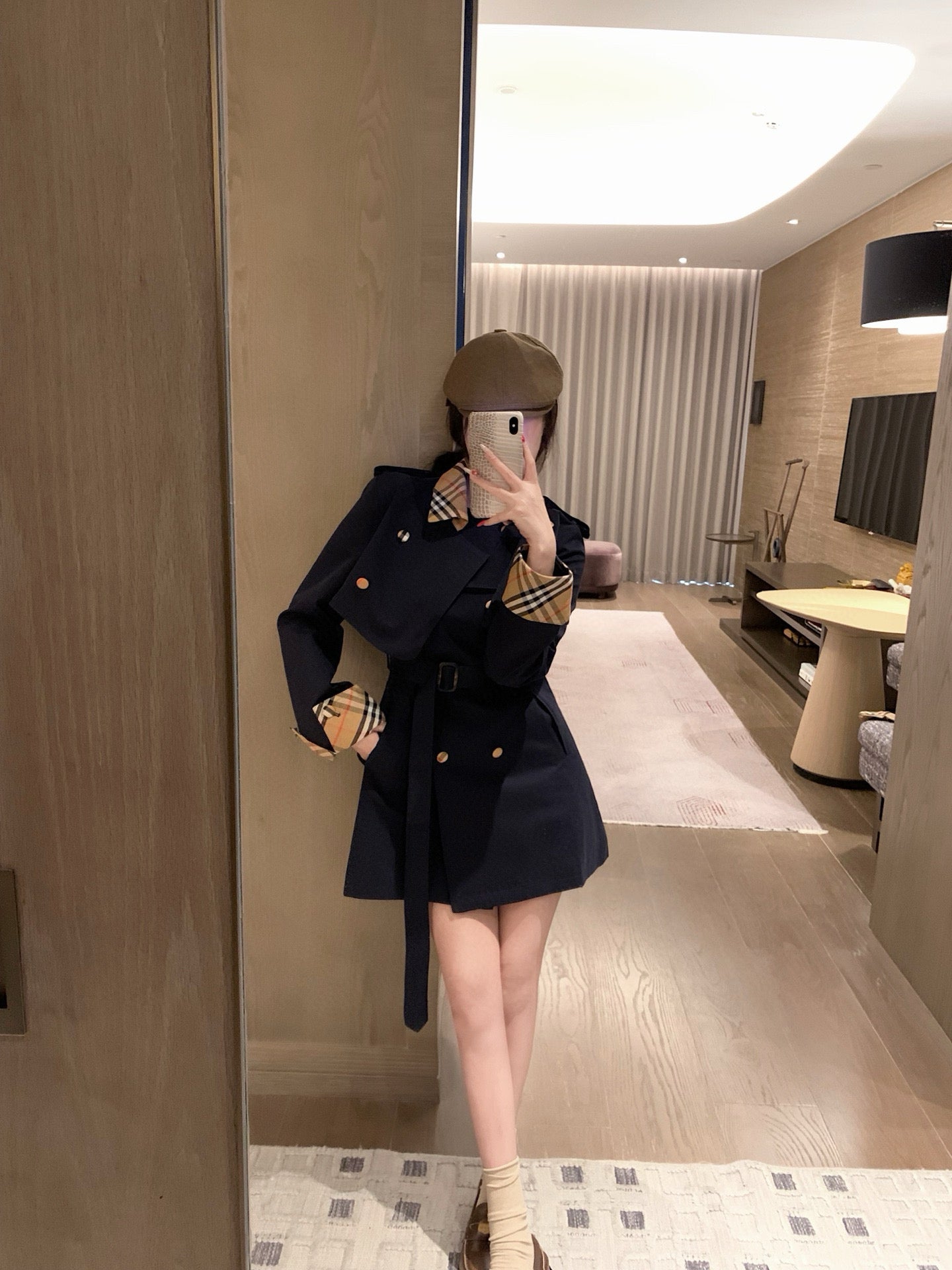 British Tartan Cropped Coat & Vest Dress Set