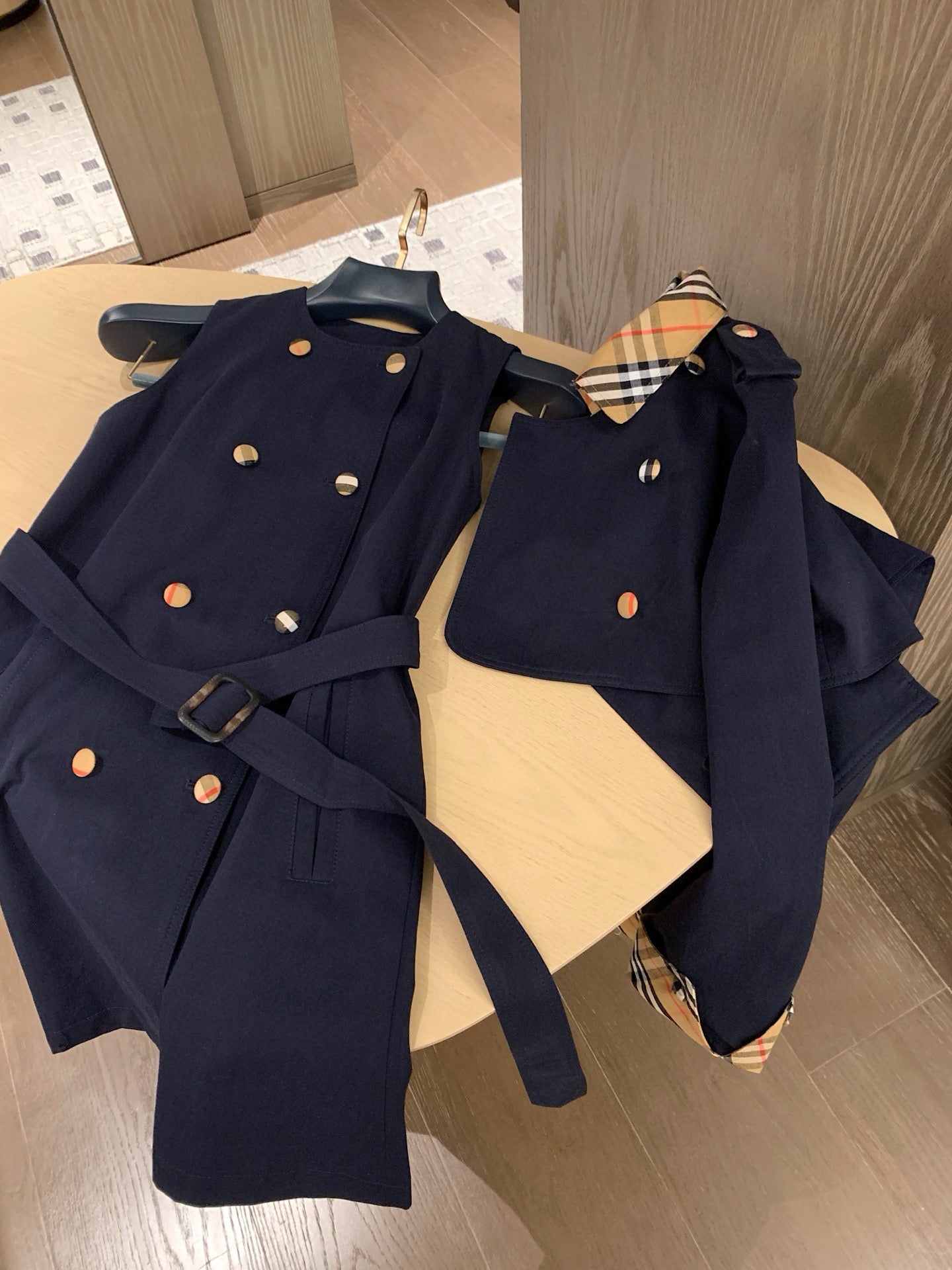 British Tartan Cropped Coat & Vest Dress Set