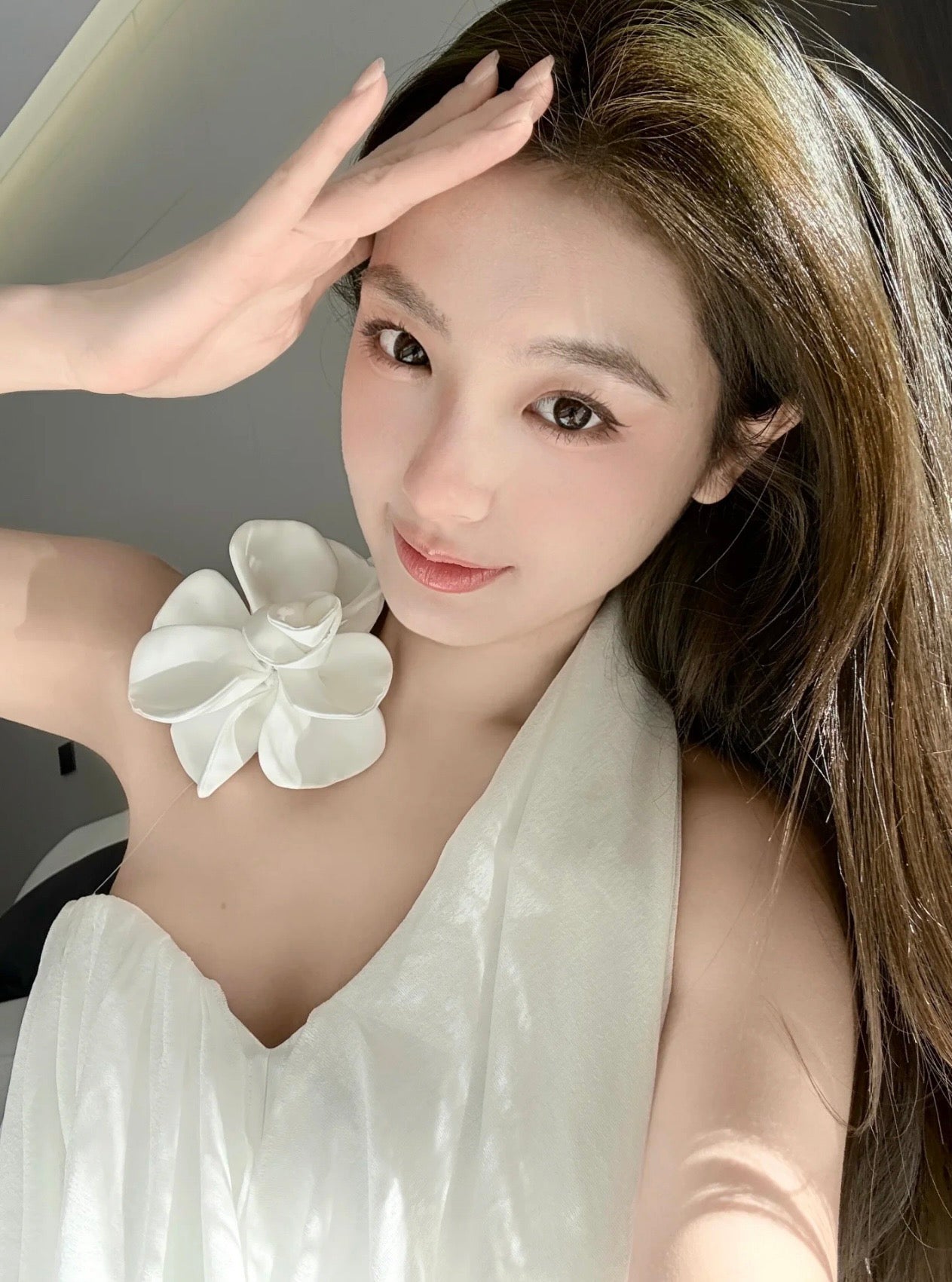 Oia | White Floral Halter top and Wide-leg pants